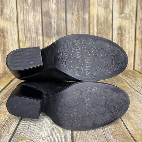 Korks Shamira Black Leather Ankle Witchy Goth Biker Booties Womens Sz 11M - Picture 4 of 8